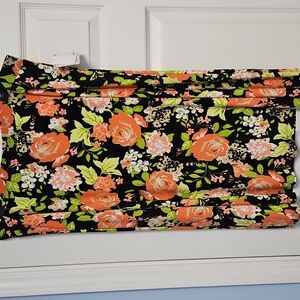Kasper Woman A-line Flowy Midi Skirt: Black/Green/Papaya Floral: Size- 2X